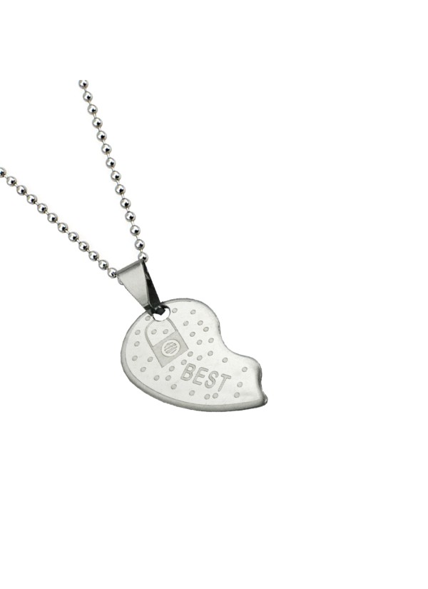 Two Pieces Couple Heart Shape Necklace by Menjewell 